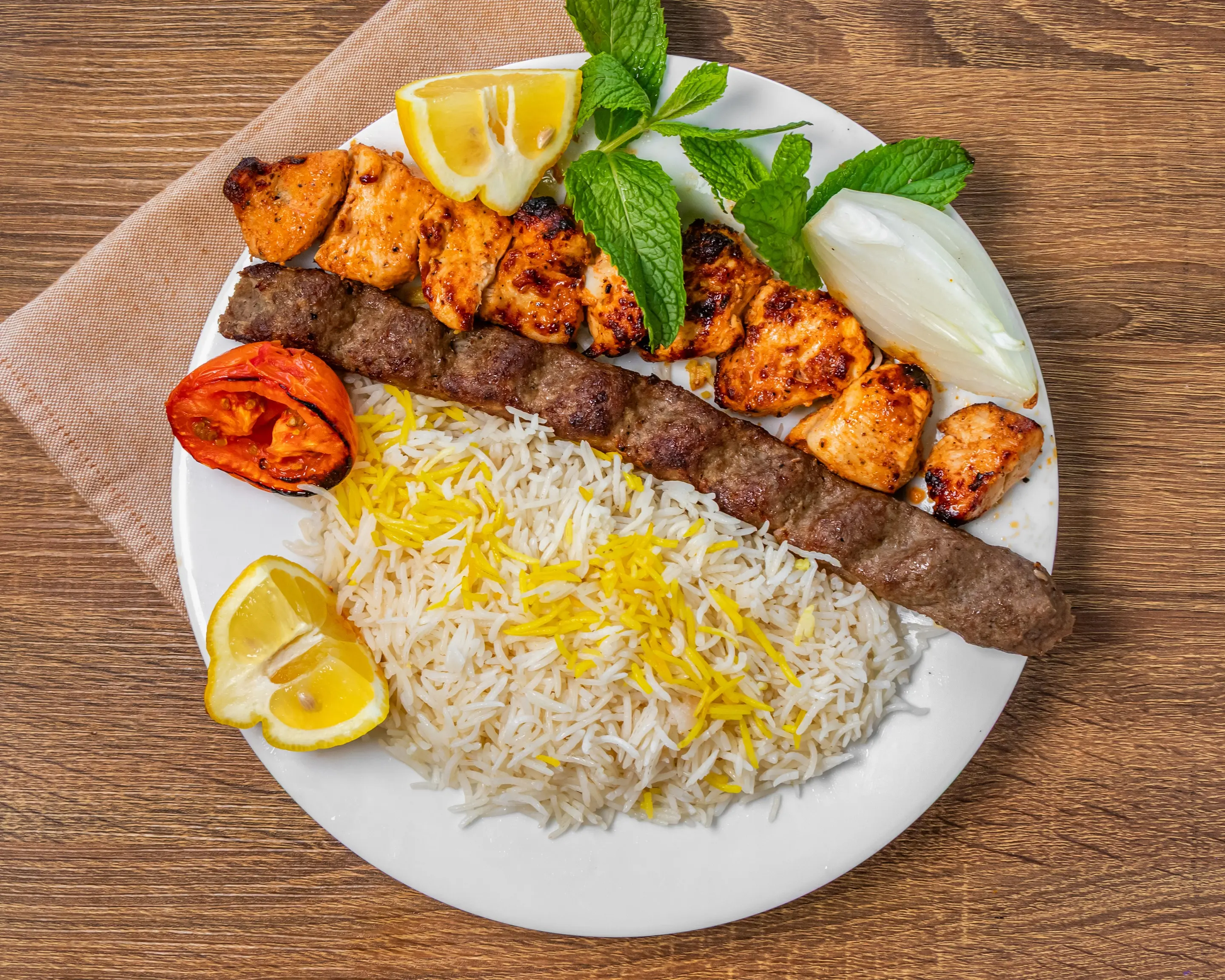 Classic Mix plate at Baba Kebab Persian restaurant in Round Rock